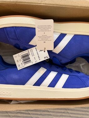 Adidas Men’s Grand Court Suede Sneakers - Blue/White Brand New in Box Size 12
